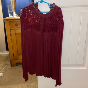 Maroon Top with lace
